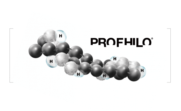 PROFHILO的分子結構圖，展示其獨特的分子排列，並突顯品牌名稱。