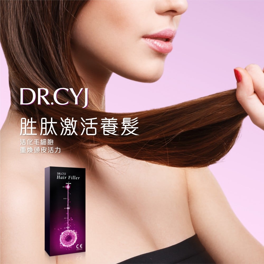 展示DR.CYJ的生髮產品，強調其活化毛細胞功能，並專注於重建頭皮活力的效果，吸引需要改善頭髮健康和生長的消費者。